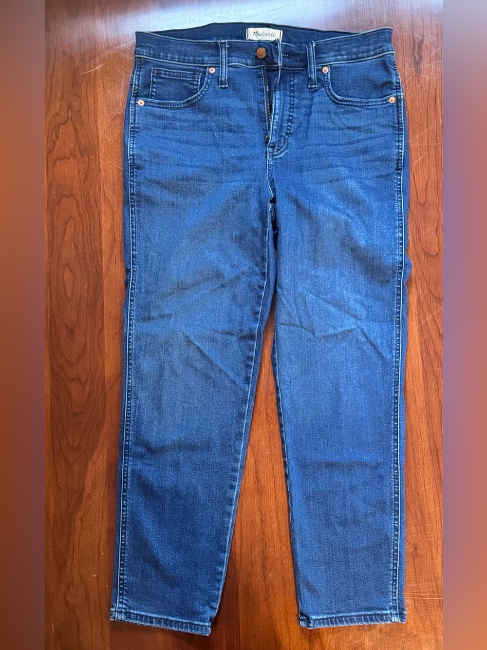 Madewell Mid-Rise Stovepipe Jeans in Dark Blue